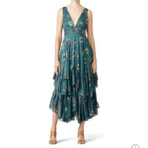 Free People Teal Floral Midi Dress